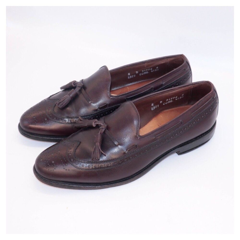 Allen Edmonds Manchester men's burgundy leather tassel loafers, men's size 8 D